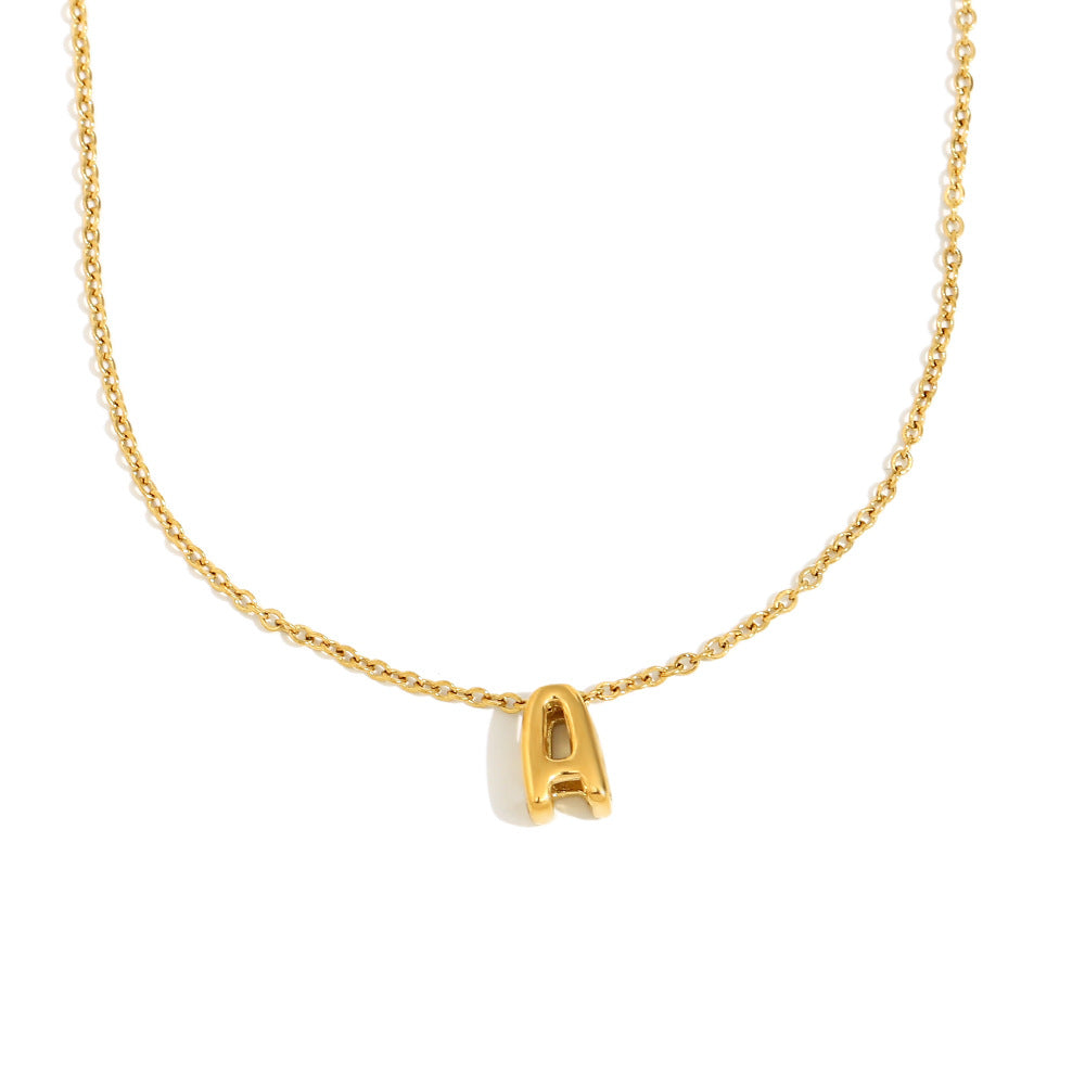 Fashionable Minimalist Letter Pendant Necklace in Stainless Steel with 18K Gold Plating for Women