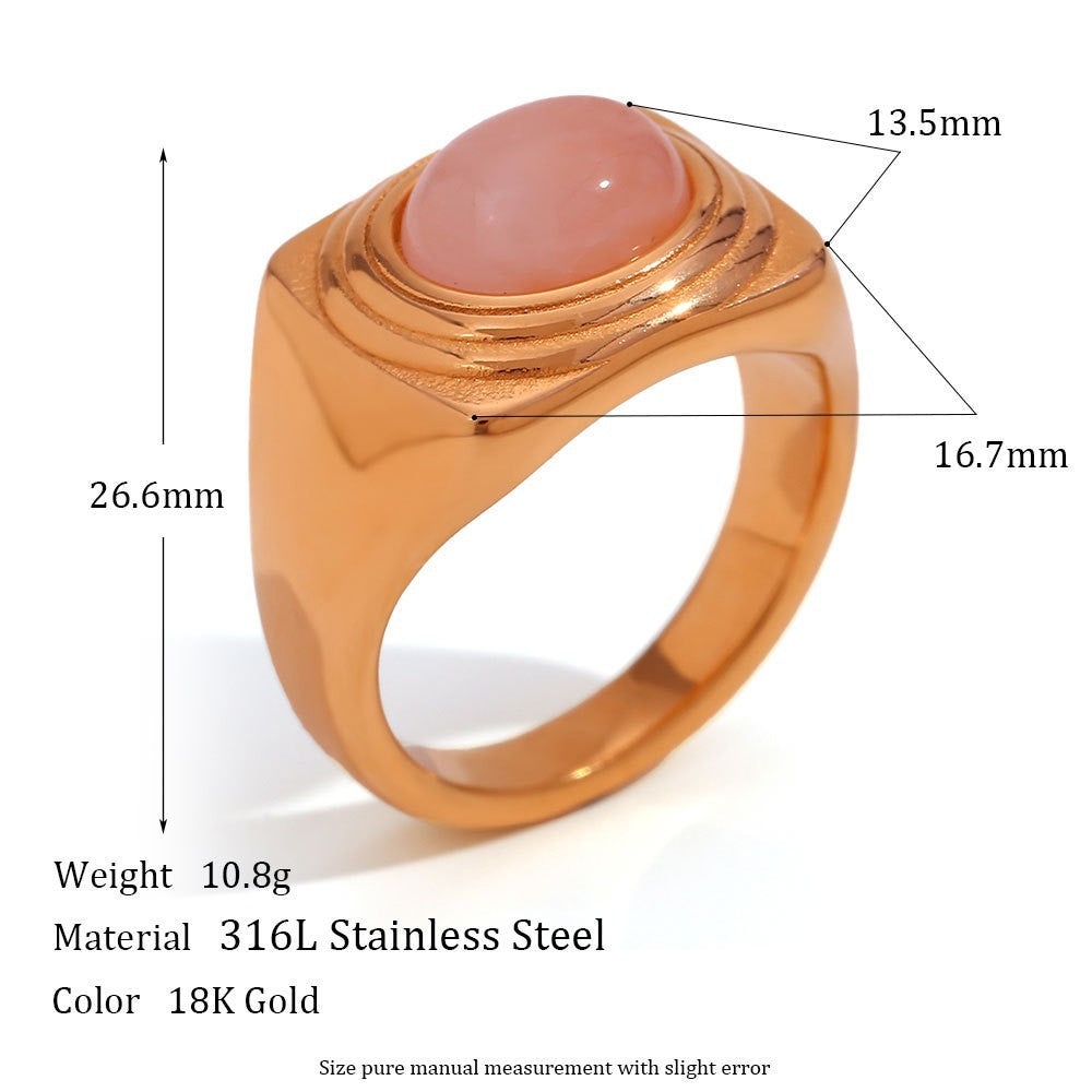 Fashionable Vintage French-Style Geometric Stainless Steel Ring Set for Women with 18K Gold Plating and Micro-Pave Detailing