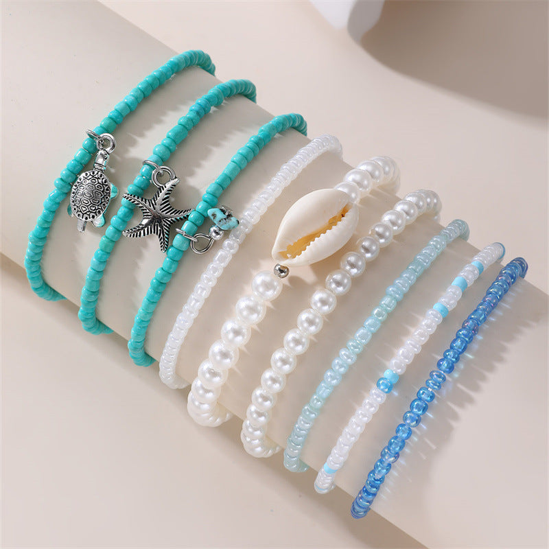 Set braccialetti in resina a forma di stella bohémien a tema oceano e spiaggia per bambine dai 6 ai 10 anni