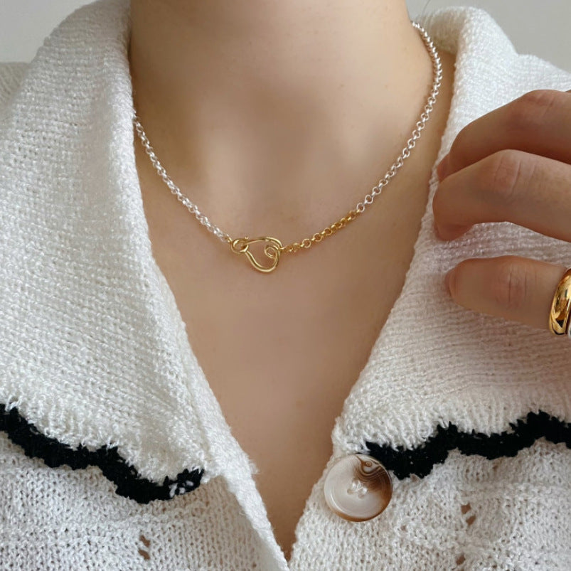 Minimalist Heart-Shaped 925 Sterling Silver Necklace for Women with Clean Sweet Aesthetic