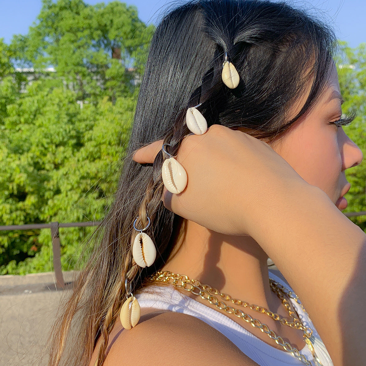 Bohemian Hip-hop Casual Sweet Alloy Plated Shell Hair Clip for Women