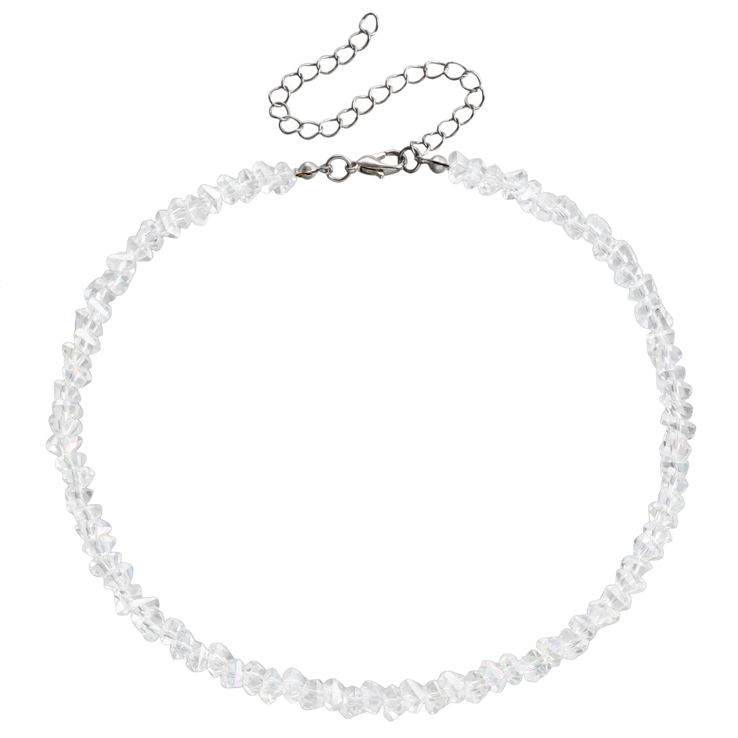 Collar de cuentas de cristal negro estilo geométrico para mujer con acabado chapado y diseño de cadena para clavícula