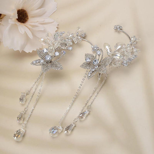Sweet Elegant Butterfly Floral Alloy Plated Crystal Rhinestone Earrings for Women