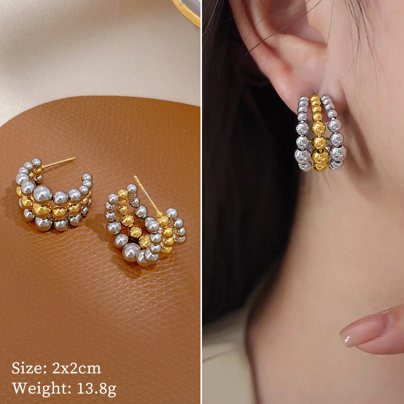 Minimalist Sweet Geometric Titanium Steel Plated Stud Earrings