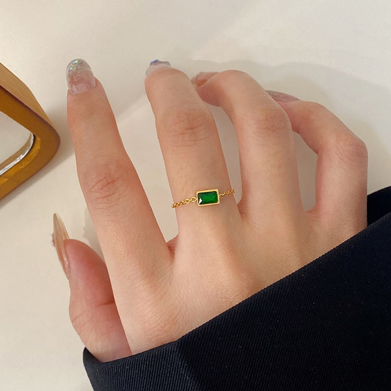 Minimalist Geometric Titanium Steel Ring with Plated Finish for Women and Men, Adjustable Pull-Chain Finger Ring
