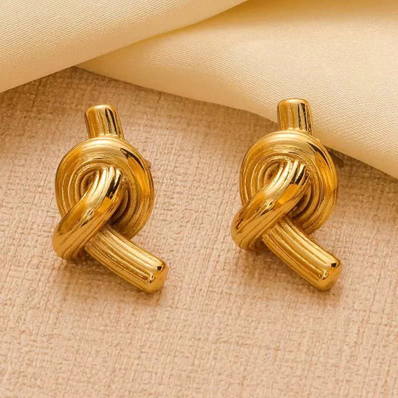 Vintage Minimalist Geometric Stainless Steel Plated Pearl Earrings