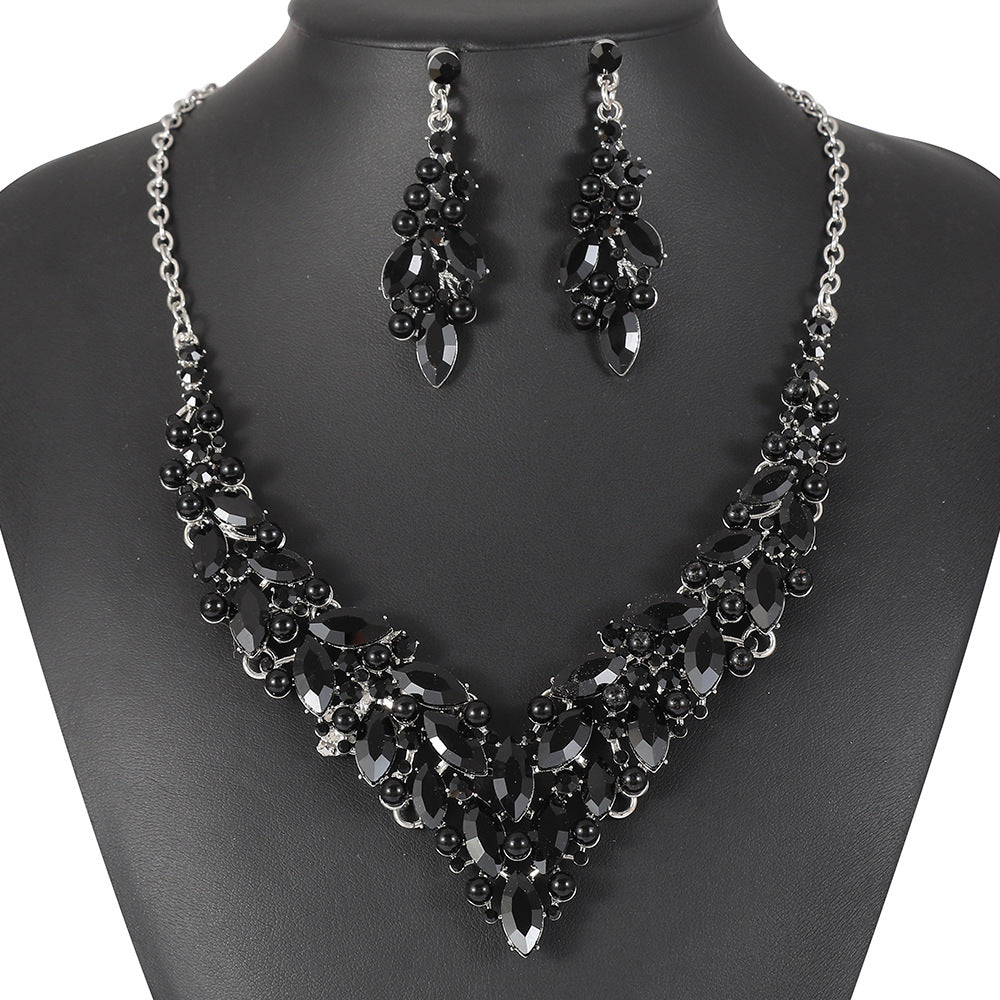 Elegant Alloy Necklace and Earrings Set with Heart Teardrop Bell Pendant, Wheat and Leaf Motifs, Plated Finish for Women