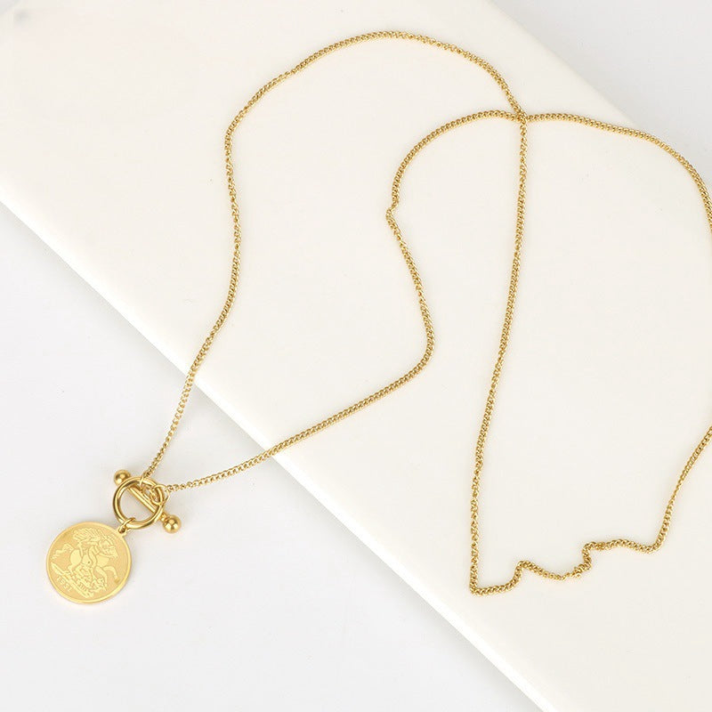 Hip-hop Round Plated Stainless Steel Pendant Necklace for Unisex