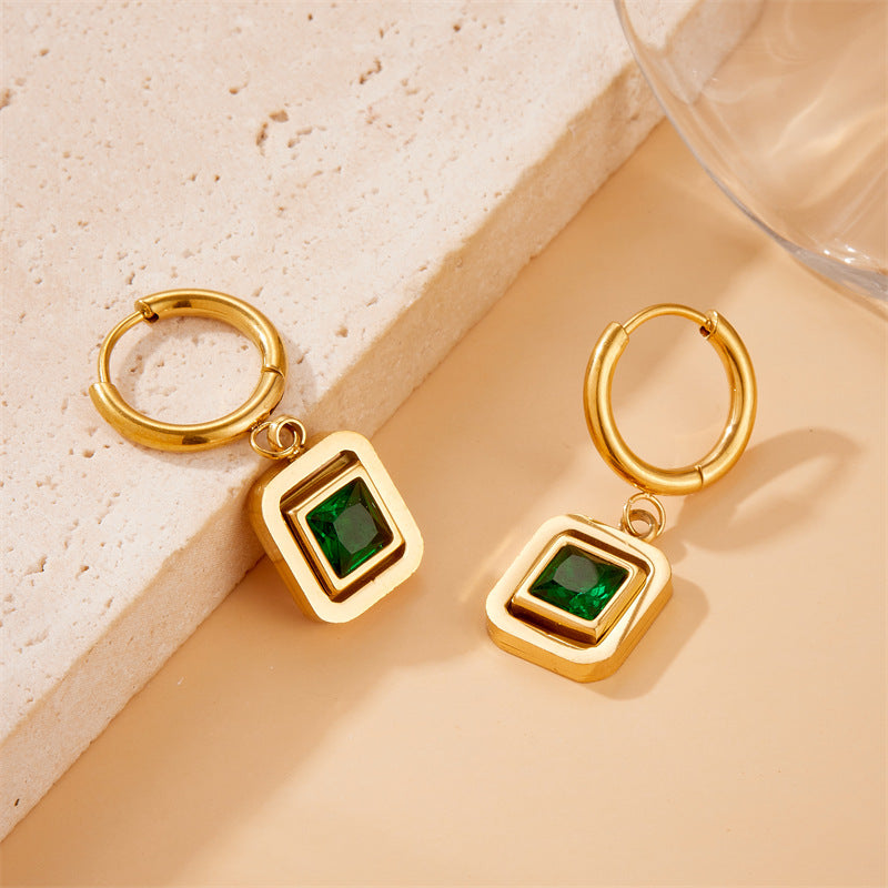 Orecchini Quadrati Geometrici in Acciaio Inossidabile Stile Vintage da Ufficio