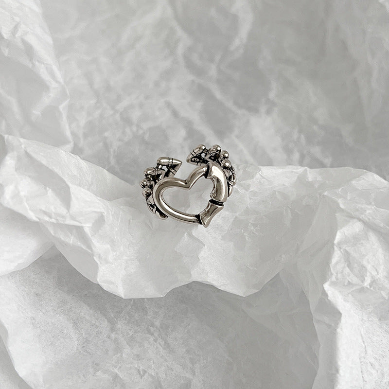 Vintage Minimalist Heart Geometric Plated Alloy Ring
