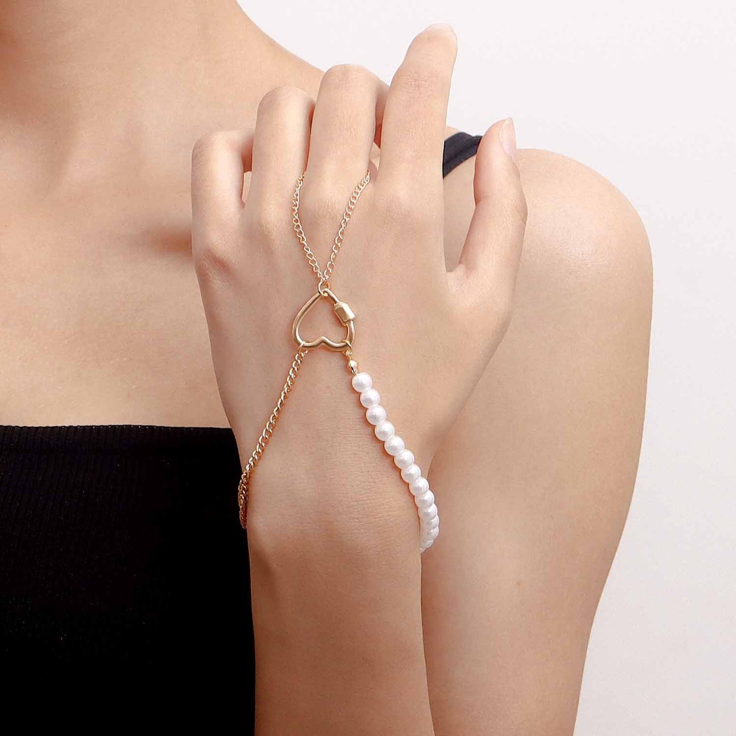 Bracciale Punk in Lega a Cuore con Intarsio di Strass da Donna, Accessorio di Moda Geometrico Elettroplaccato