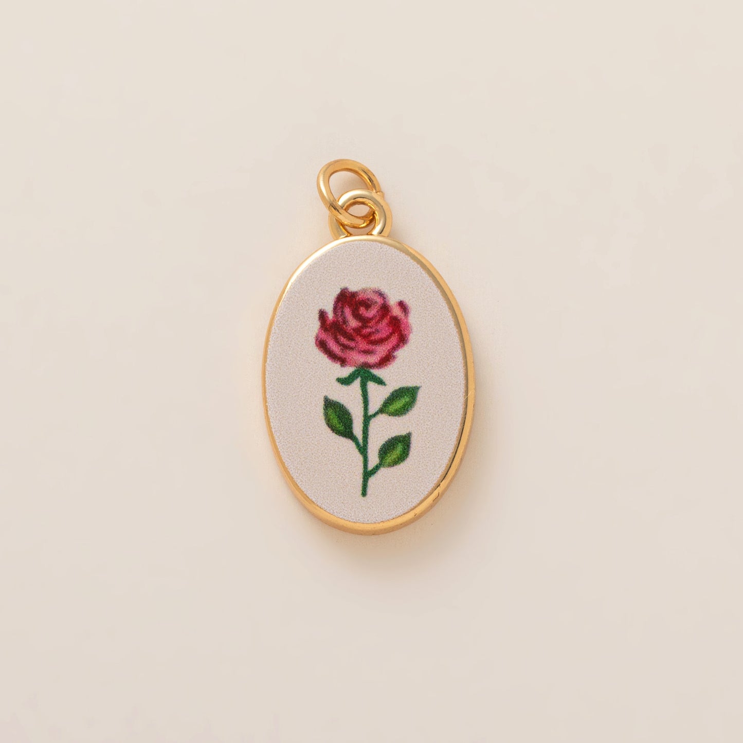 Minimalist Sweet Round Heart Floral Brass Drip Oil Plated Charm Bar Pendant