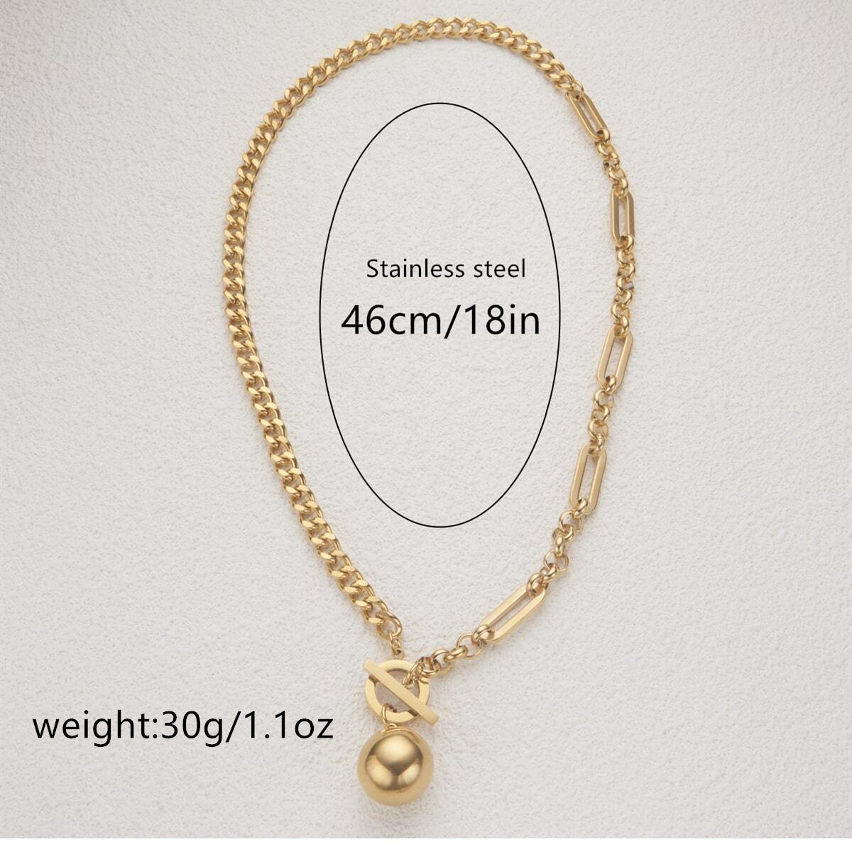 Minimalist Geometric Stainless Steel Pendant Necklace with Titanium Steel Ball Charm and Electroplated Finish for Unisex Casual Wear