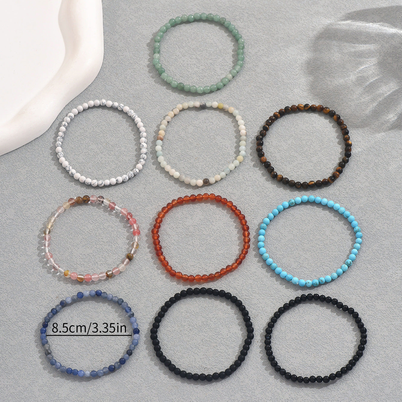 Fashion OL Style Geometric Beaded Bracelet Set for Women Handmade Woven Natural Stone Bracelets with Premium Aesthetic
