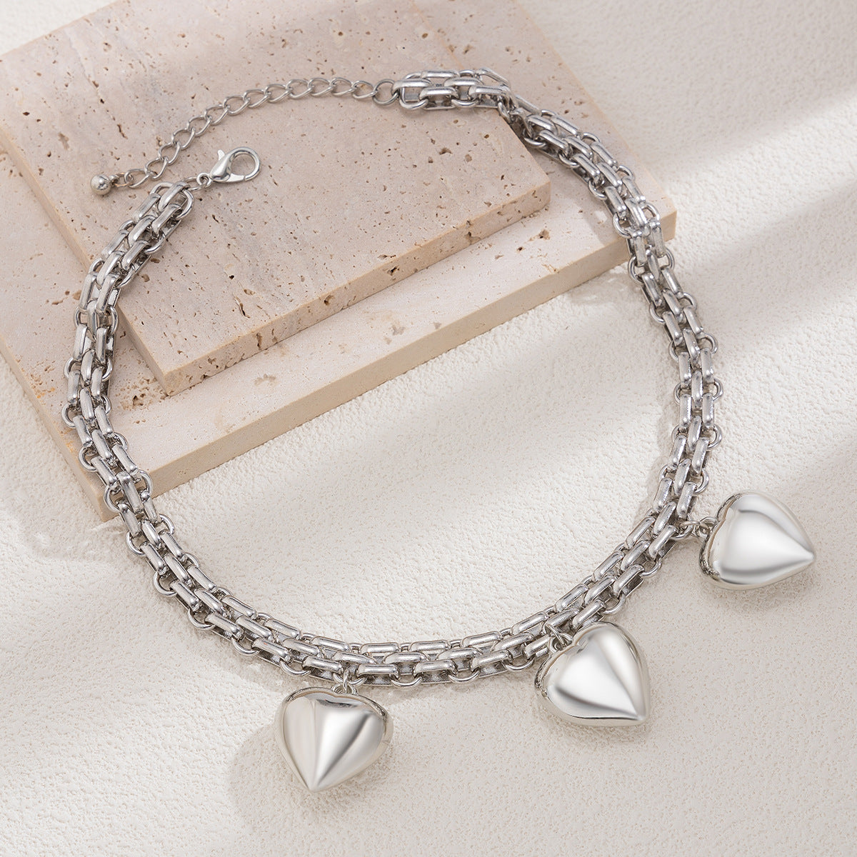 Hollow Heart and Star Alloy Plated Necklace for Women