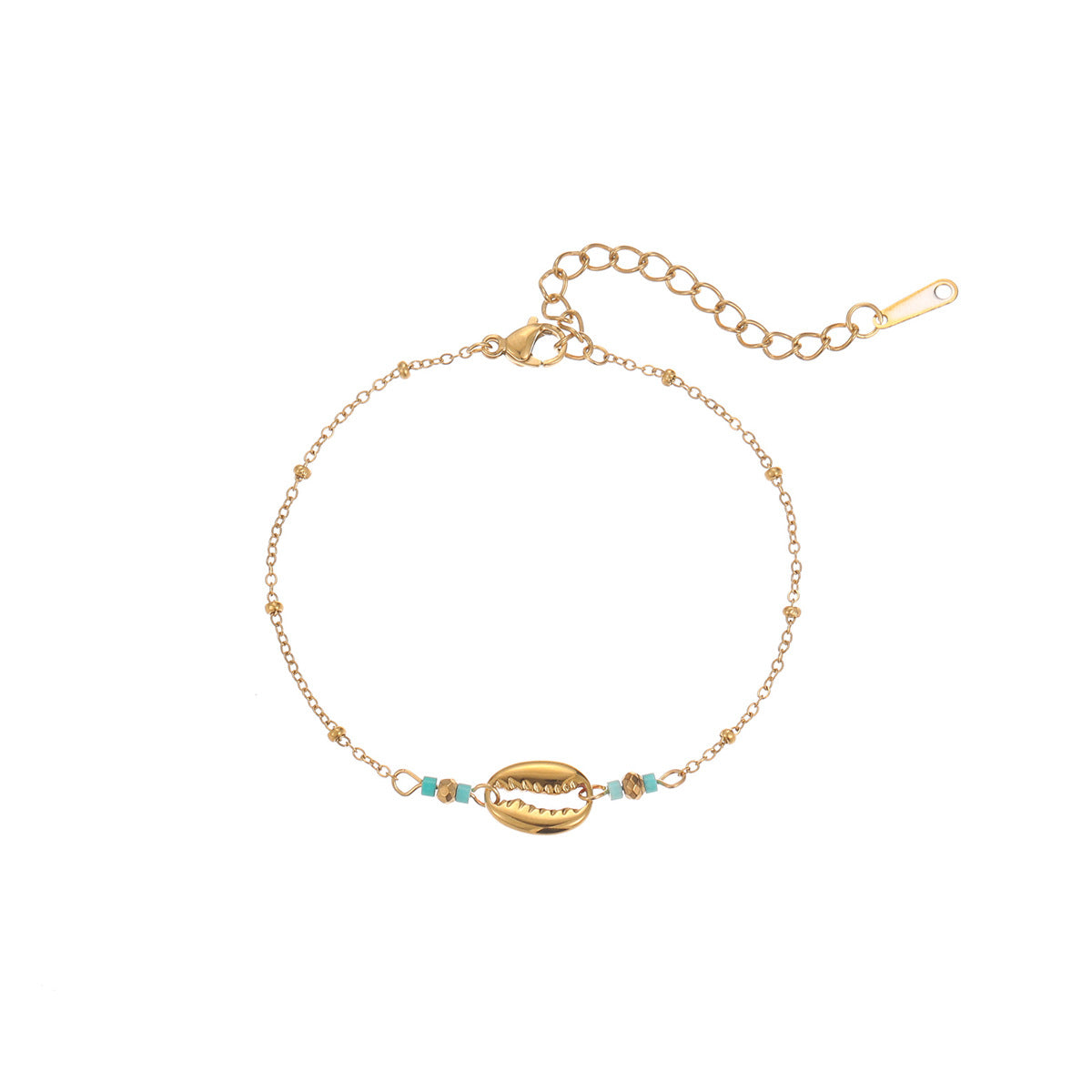 Bracciale da donna in acciaio inossidabile minimalista con perline ispirato all'oceano con conchiglie, stelle marine e dettagli floreali