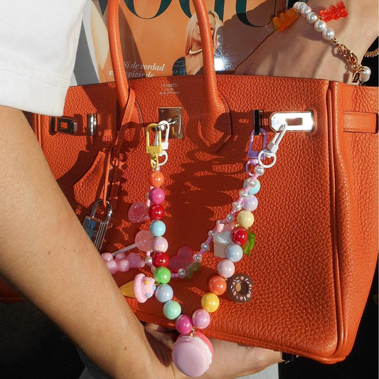 Sweet Acrylic Food Shape Bag Chain Charm with Fruit Pattern