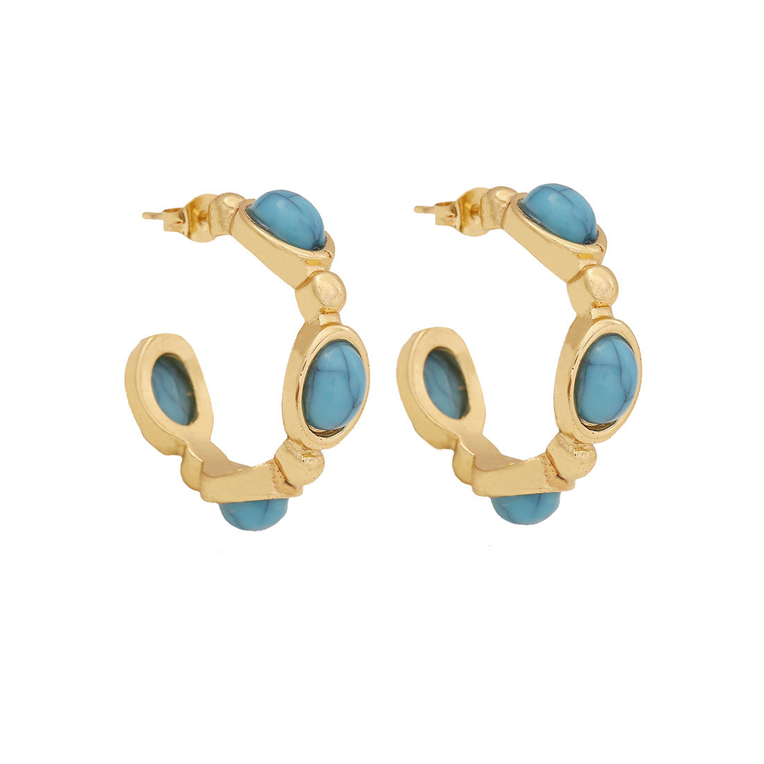 Pendientes de acero inoxidable esmaltados vintage en forma de C con diseño de línea geométrica para mujer