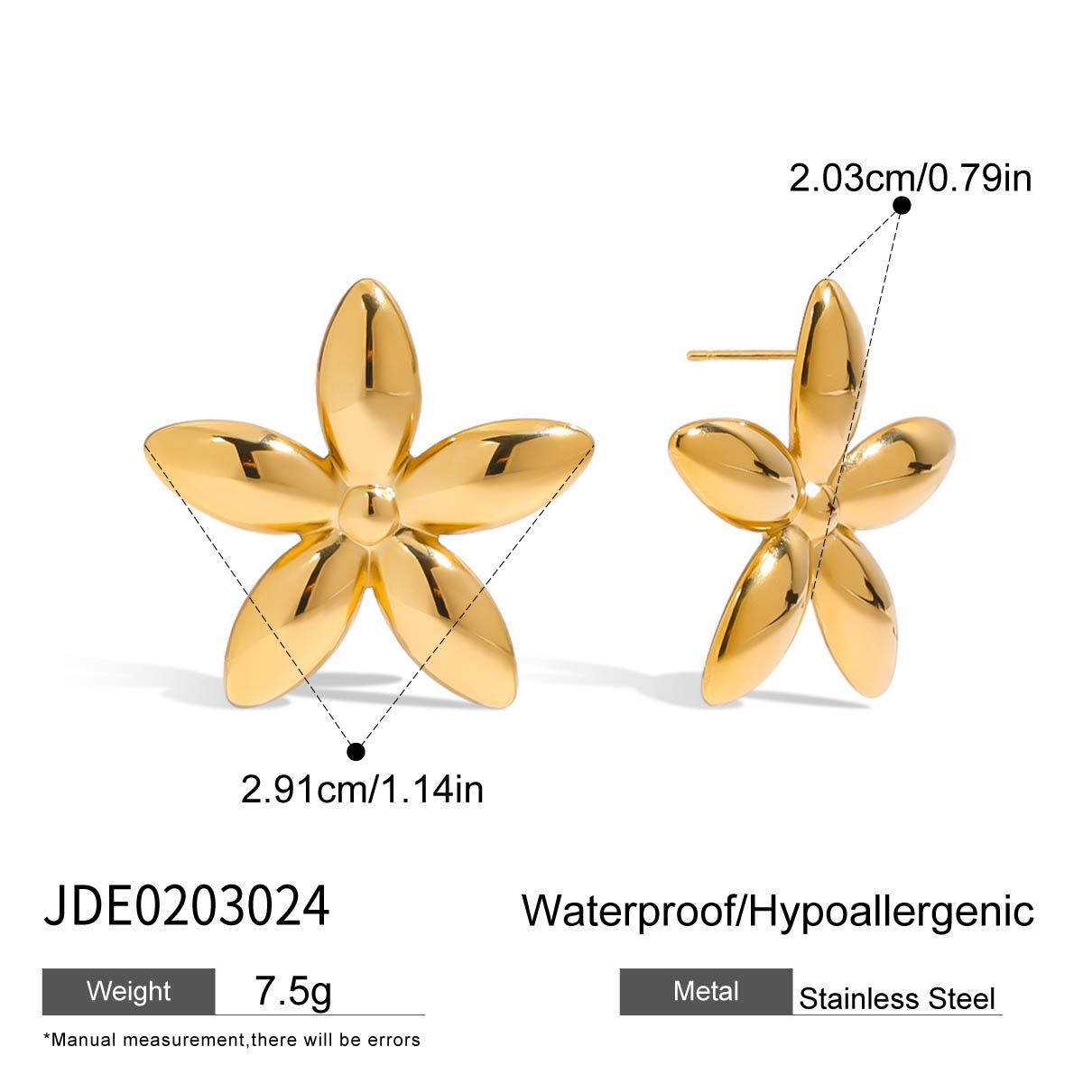Elegant Floral Geometric Plated Stainless Steel Stud Earrings for Women