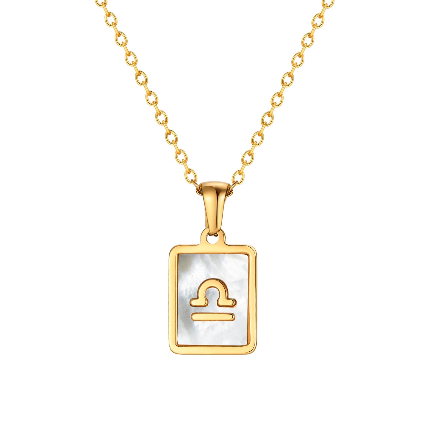 Collana con Pendente Guscio Zodiacale Minimalista da Donna in Acciaio al Titanio con Finitura Placcata su Catena a Croce