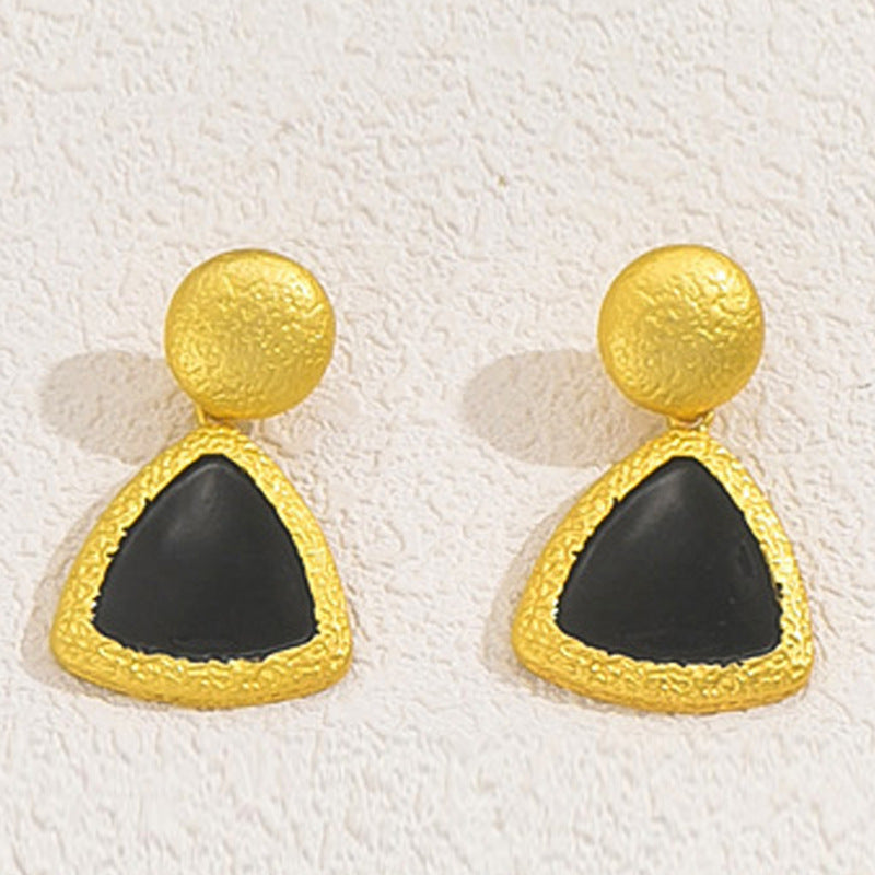 Set di collana lunga geometrica minimalista con smalto a goccia in rame e orecchini e bracciale abbinati per donna