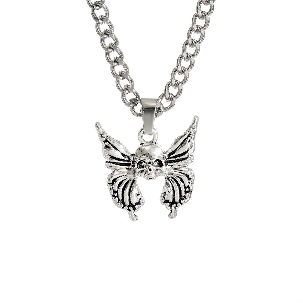 Collana Punk Vintage a Croce con Teschio e Ciondolo a Cuore in Lega con Finitura Galvanica per Donna e Uomo
