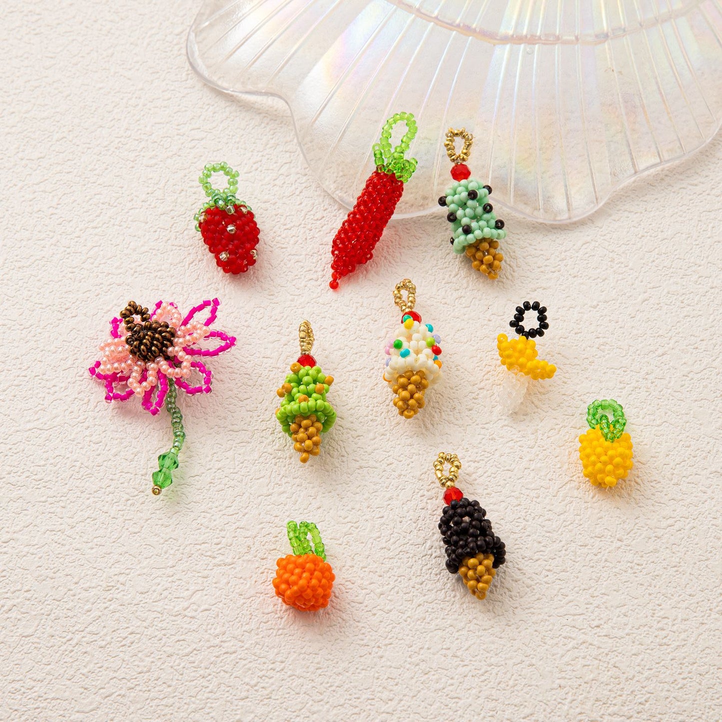Sweet Handmade Woven Fruit Floral Acrylic Charm Bar Pendant