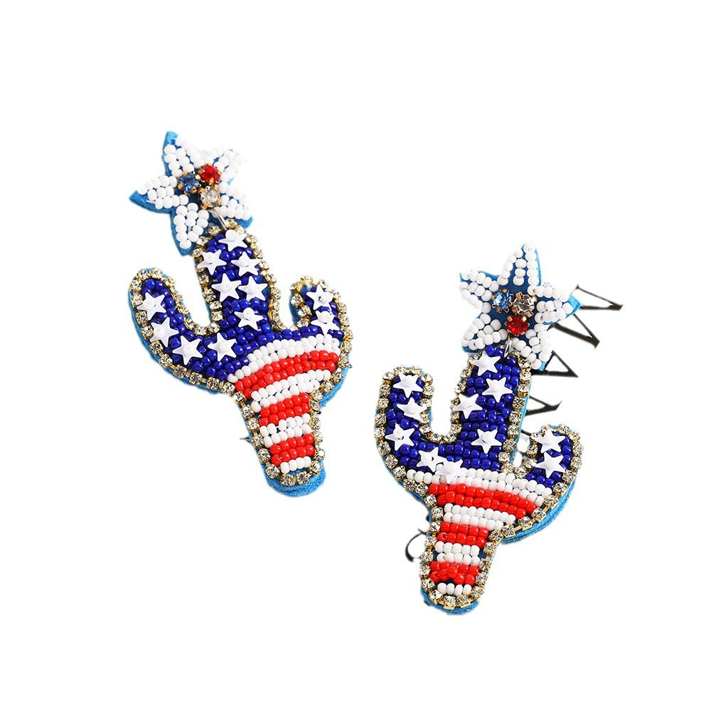 Hand-woven Star Glass Earrings Unisex Statement Drop Earrings