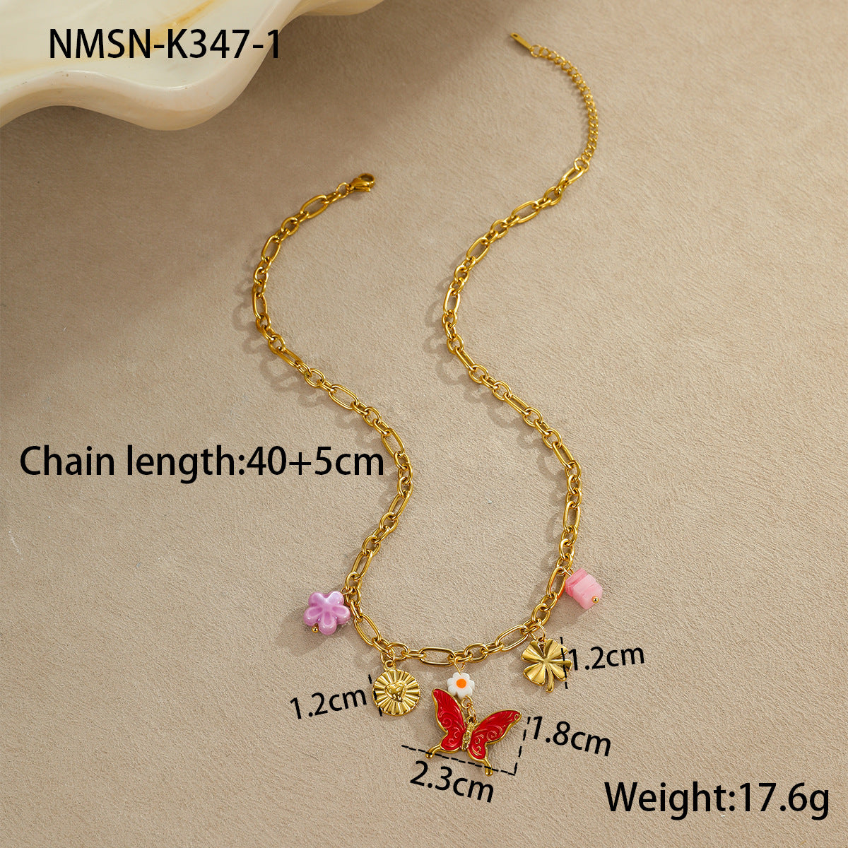 Fashionable Daisy Butterfly Pendant Necklace in Stainless Steel with Plated Finish for Women