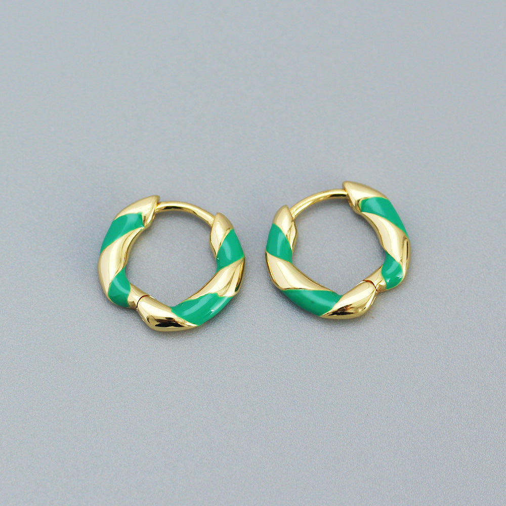 Orecchini a Cerchio da Donna in Argento Sterling 925, Smaltati a Olio a Spirale, Dolce, Colorati e Geometrici