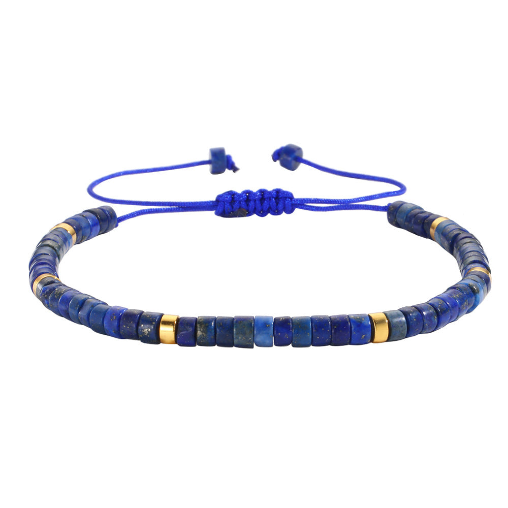 Minimalist Round Tiger's Eye Amethyst Imperial Stone Handmade Woven Bracelet Unisex Adjustable Friendship Jewelry