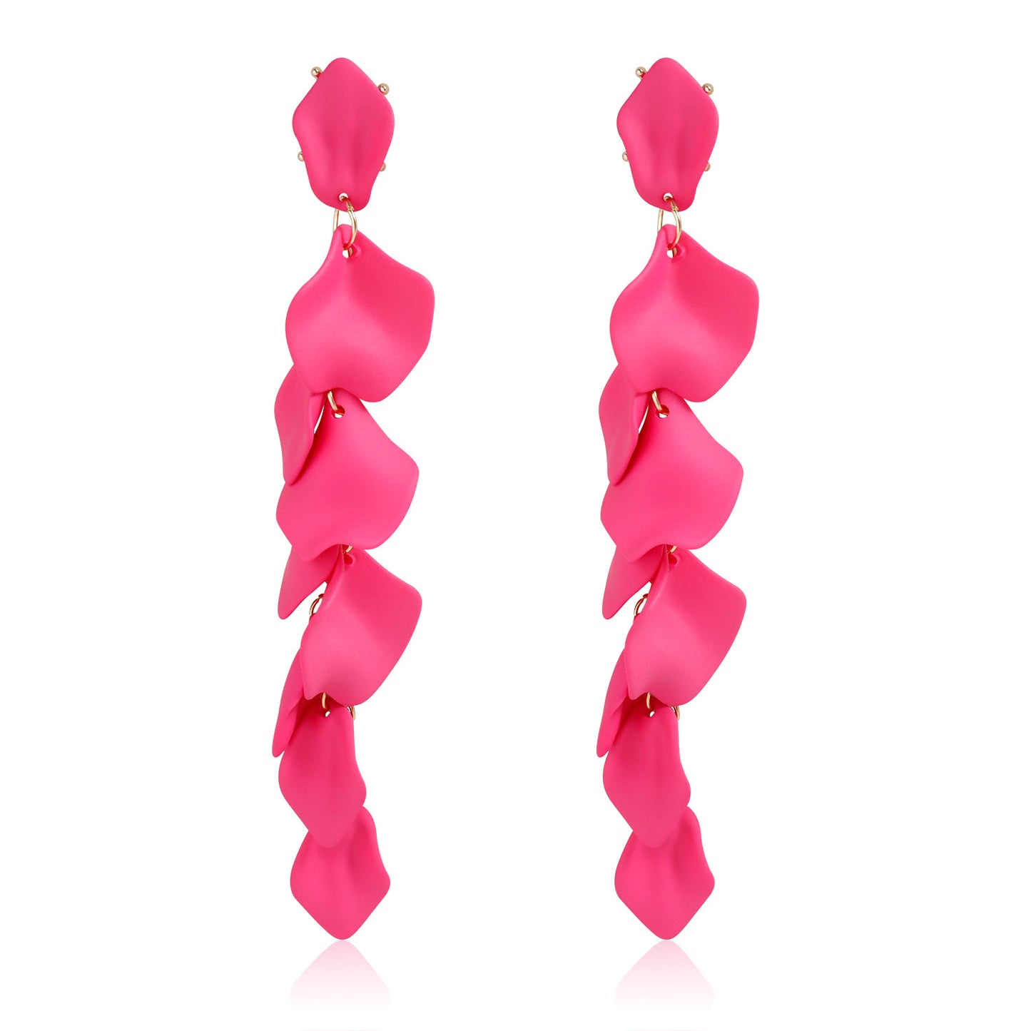 Elegant Floral-Petal Shaped Zinc Alloy Stud Earrings with Plated Finish for Women Vintage and Artistic Style