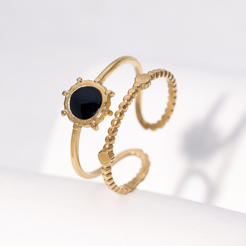 Anello regolabile geometrico minimalista da donna in acciaio inossidabile con finitura smaltata