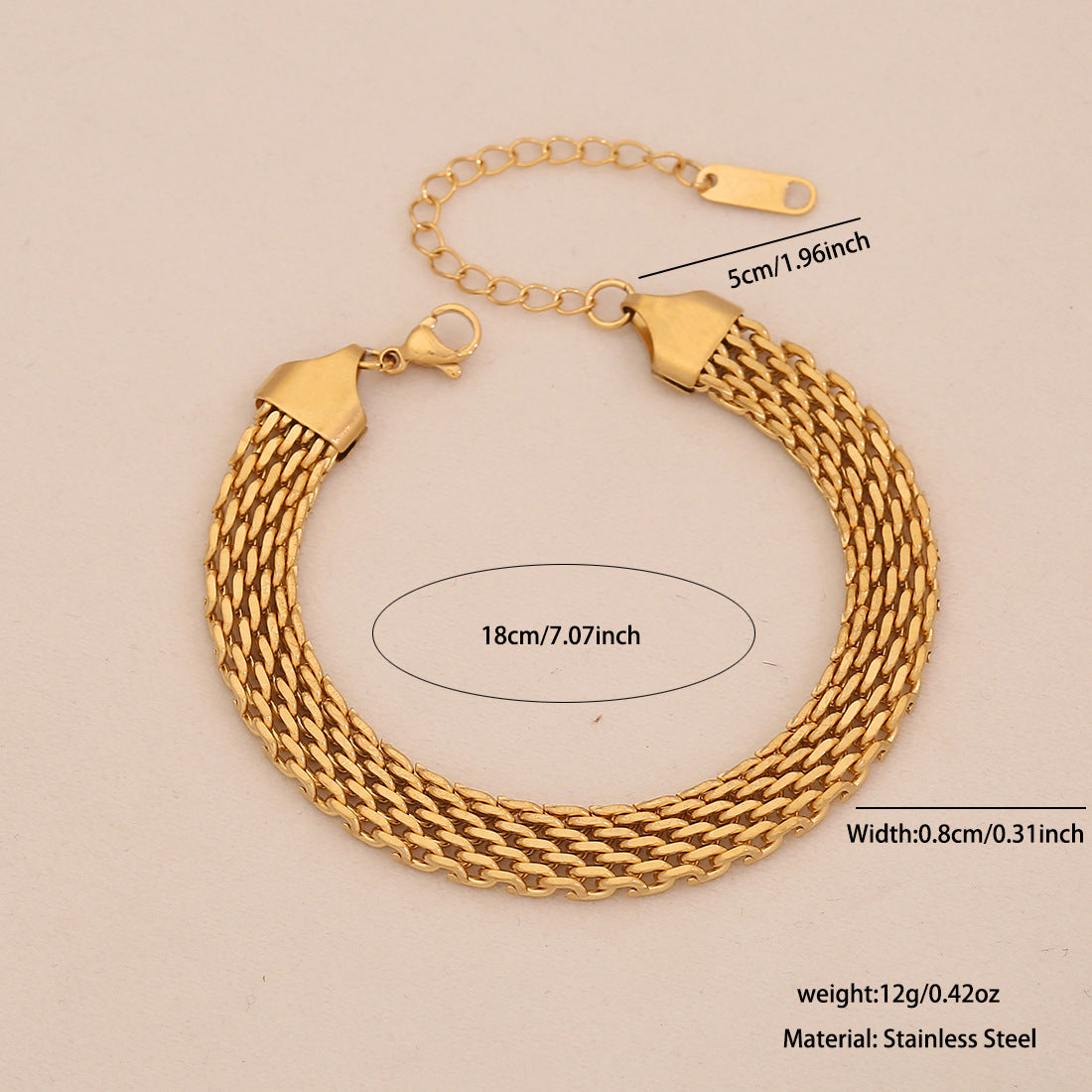 INS Style Stainless Steel Cuban Bracelet for Women with Plated Finish