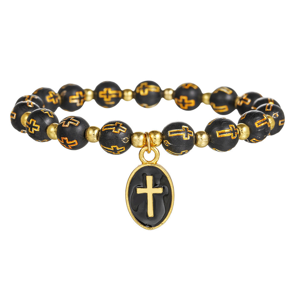 Oval Cross Geometric Acrylic Alloy Bracelet Unisex