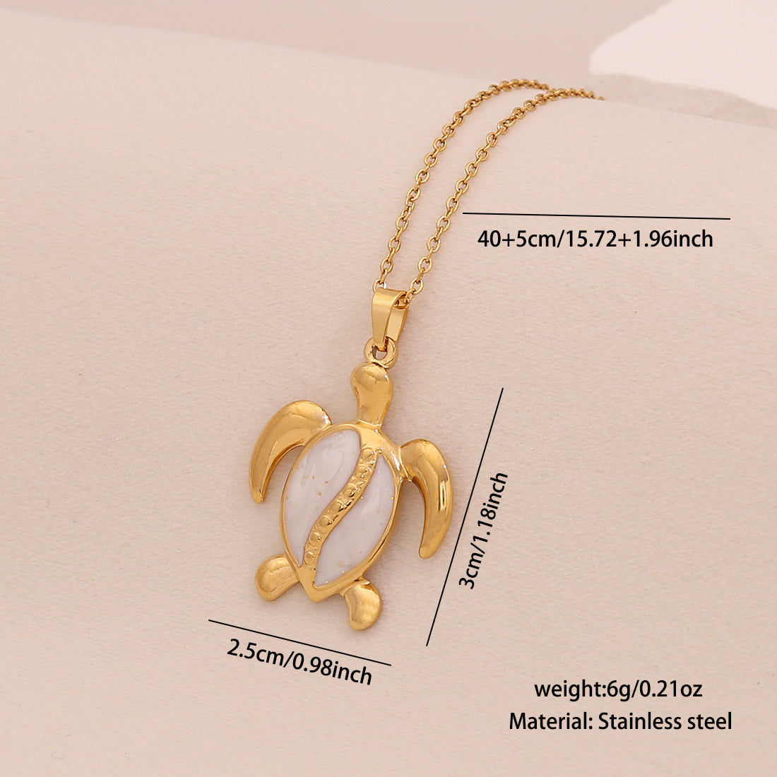 Playful Ocean Animal Pendant Necklace in Stainless Steel with Plating Finish, Turtle Seahorse Dolphin Shell Design on O-Chain for Women