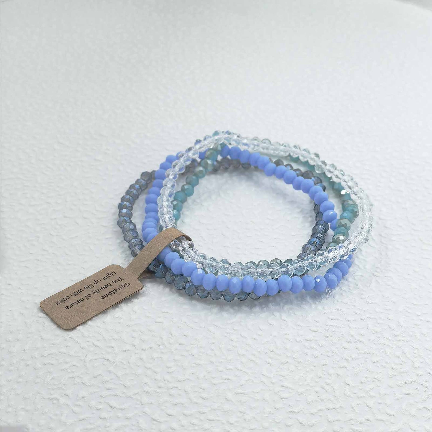 Casual Geometric Faceted Crystal Beaded Stretch Bracelet Set for Unisex