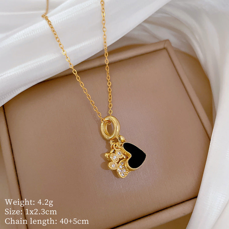 Collana Minimalista Geometrica in Acciaio al Titanio con Pendente in Rame Placcato Oro su Catena a Maglie per Uomo e Donna