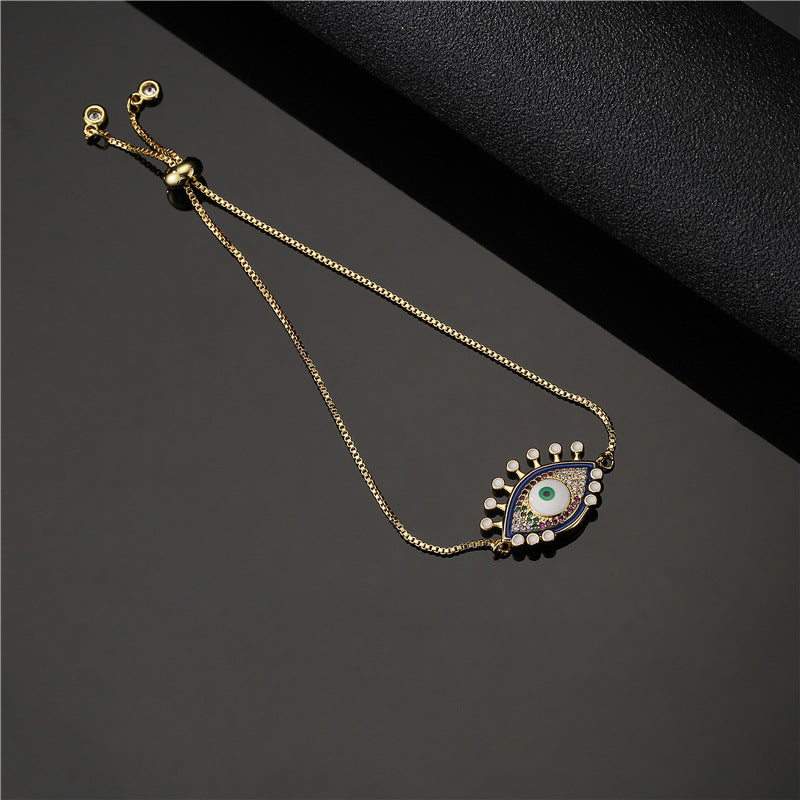 Geometric Brass Inlaid Cubic Zirconia Bracelet for Women