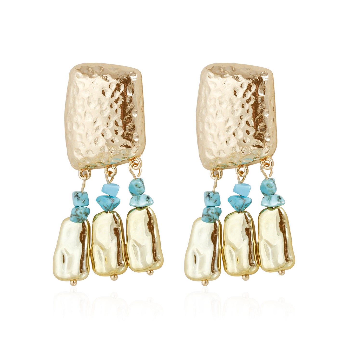 Vintage Geometric Turquoise Inlay Plated Zinc Alloy Stud Earrings for Women