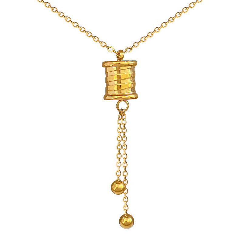 Collana Pendente Minimalista Geometrica in Acciaio Titanio Placcata Oro per Donna e Uomo, Stile Locket a Catena