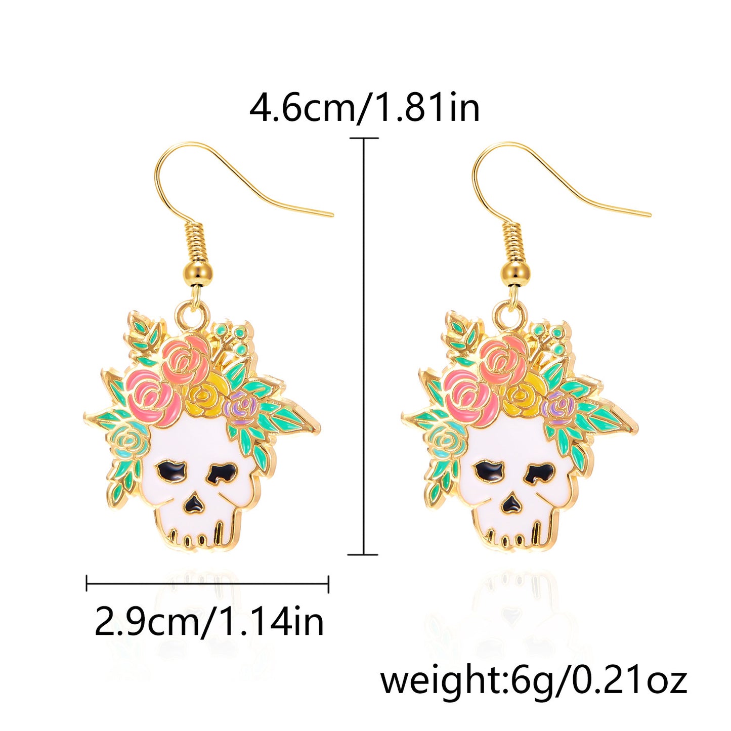 Pendientes de Calavera y Calabaza de Halloween a la Moda con Ganchos de Aleación Bañados en Oro para Mujer