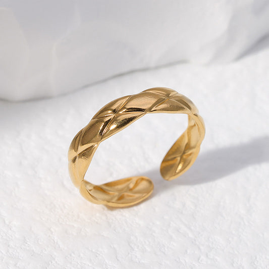 Vintage Minimalist Geometric Plated Stainless Steel Adjustable Ring for Couples