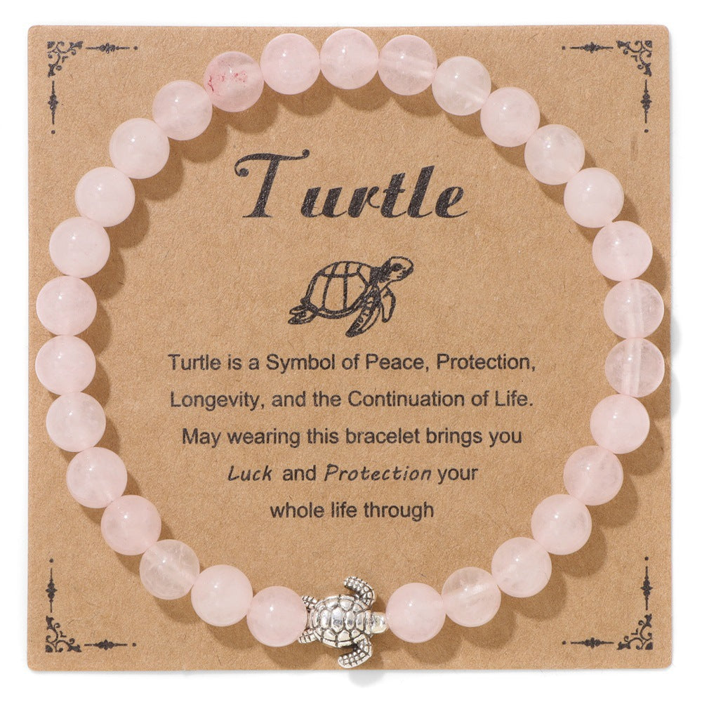 Vintage Minimalist Animal Stone Beaded Bracelet Unisex Sea Turtle Charm