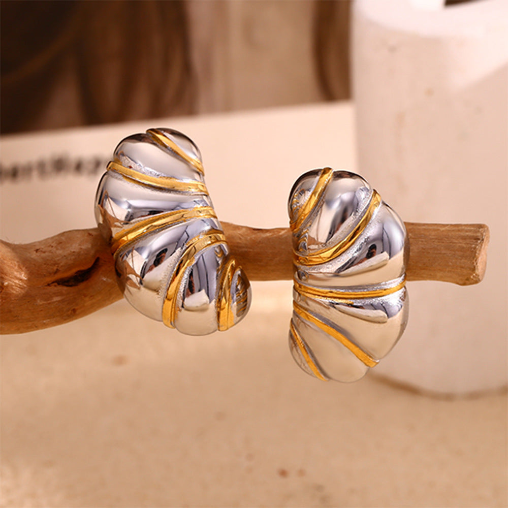 Pendientes Minimalistas Geométricos de Acero Inoxidable con Baño de Oro de 18K para Mujer