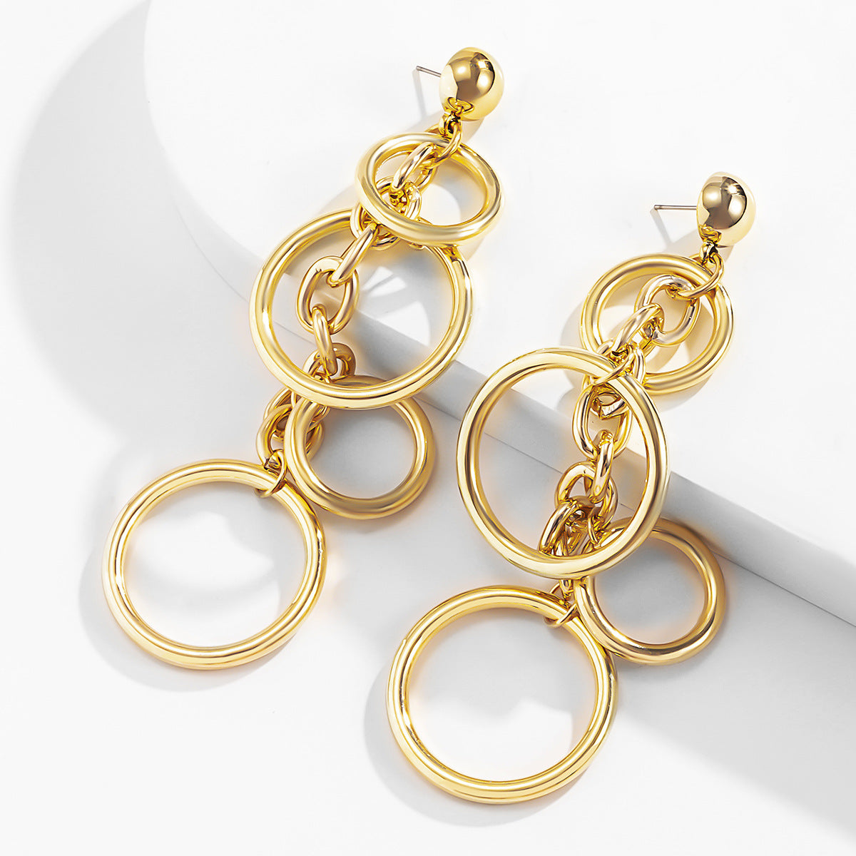 Minimalist Punk Geometric Round Plated Iron Long Tassel Earrings for Women
