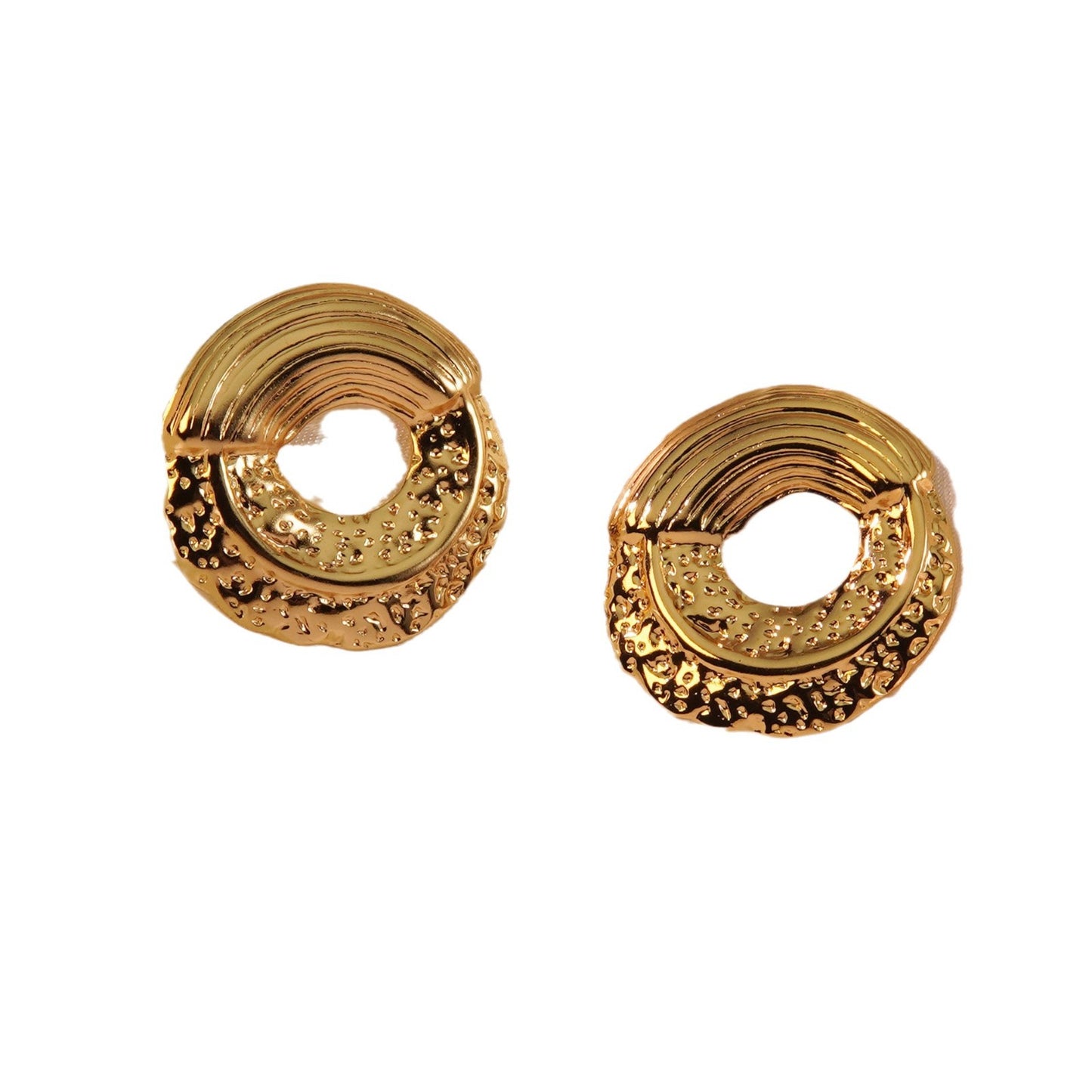 Sweet Streetwear Round Geometric Stamped Stainless Steel Earrings