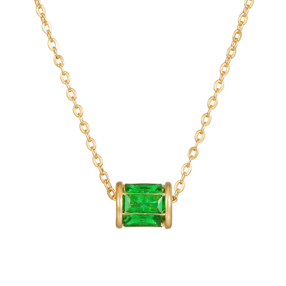 Minimalist Geometric Copper Plated Gold Diamonite Pendant Necklace with O-Chain for Women