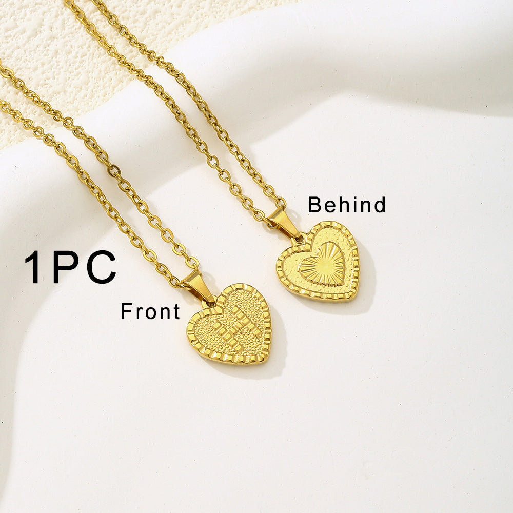 Elegante collana con ciondolo a forma di cuore in acciaio inossidabile con lettera, per donna, finitura placcata, stile catena O
