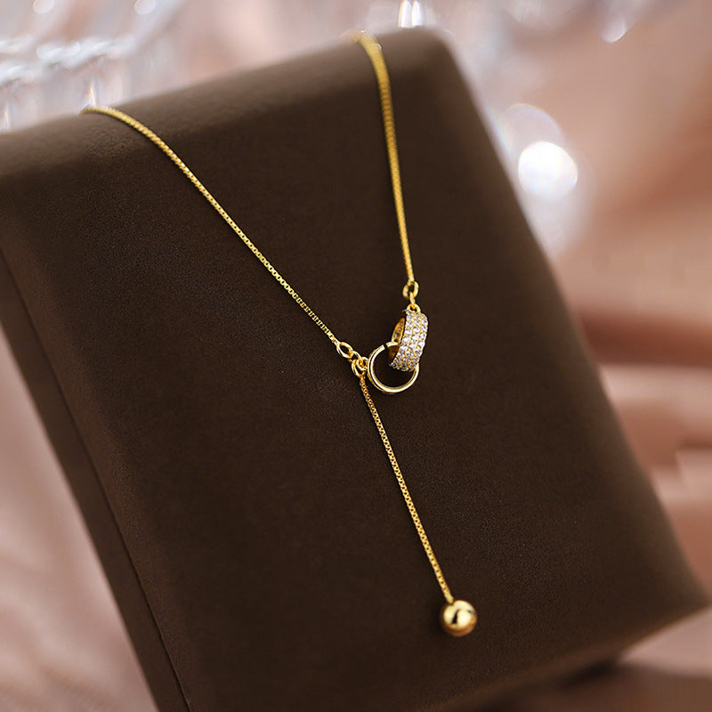 Collana Originale da Donna con Catena a Serpente in Acciaio al Titanio Geometrico e Intarsi in Strass